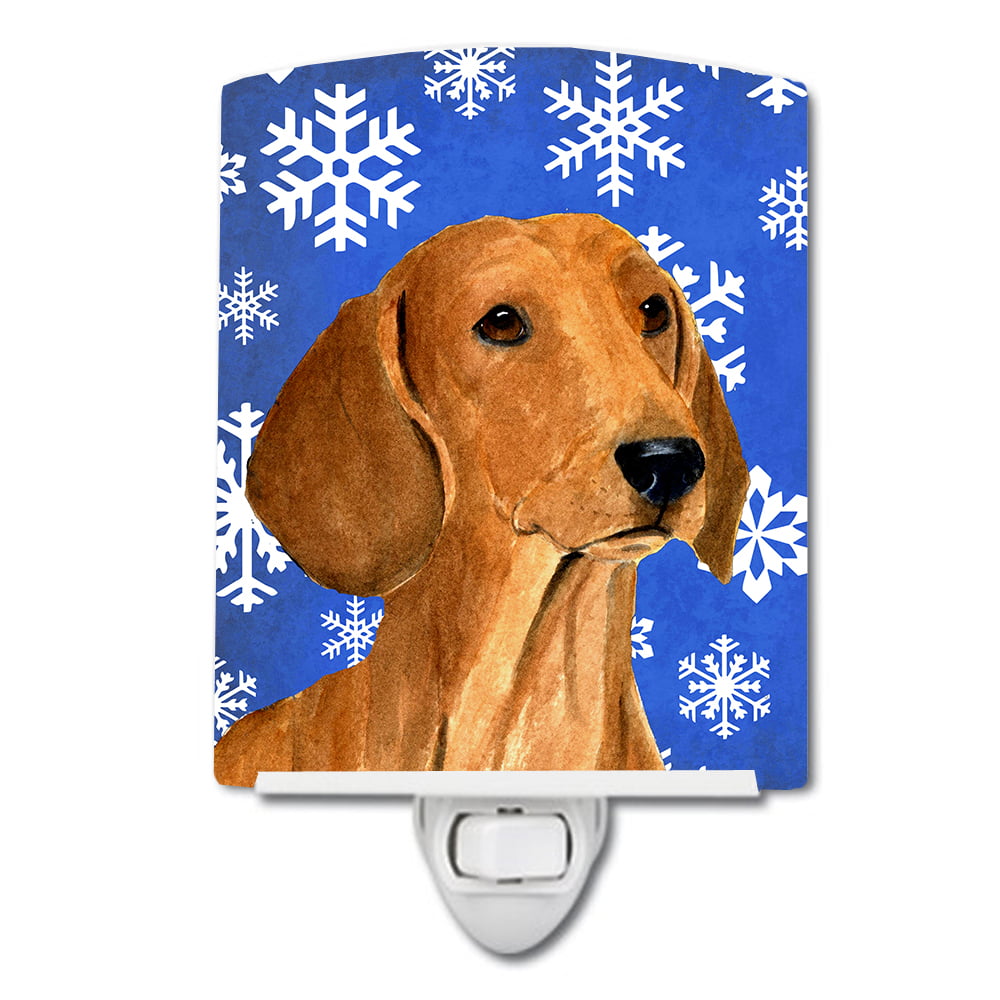 Dachshund Winter Snowflakes Holiday Ceramic Night Light