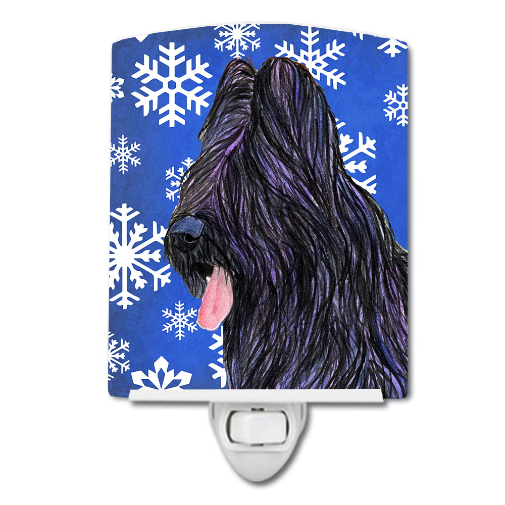 Briard Winter Snowflakes Holiday Ceramic Night Light