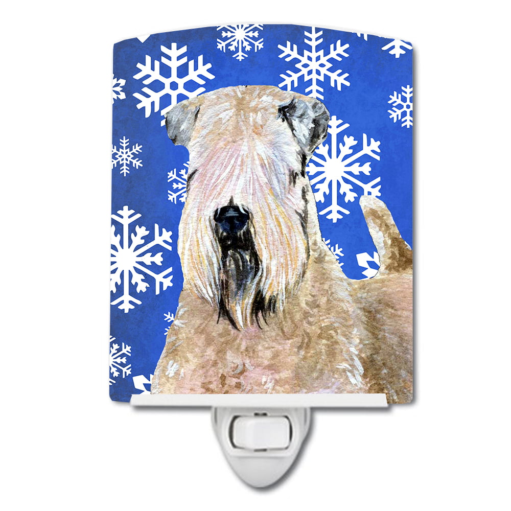 Wheaten Terrier Soft Coated Winter Snowflakes Holiday Ceramic Night Light