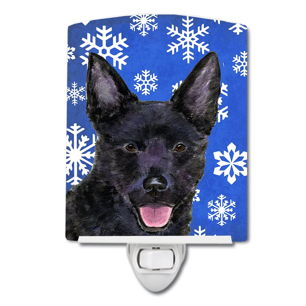 Australian Kelpie Winter Snowflakes Holiday Ceramic Night Light