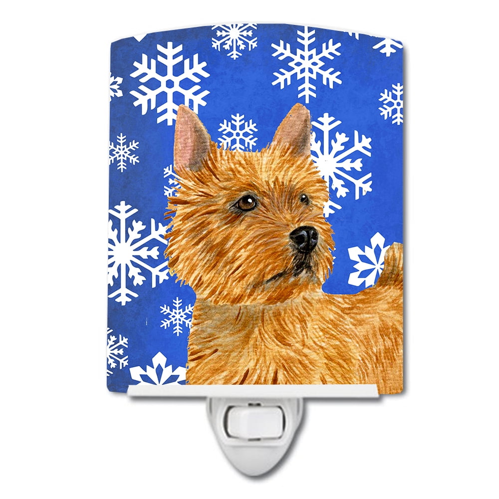 Norwich Terrier Winter Snowflakes Holiday Ceramic Night Light