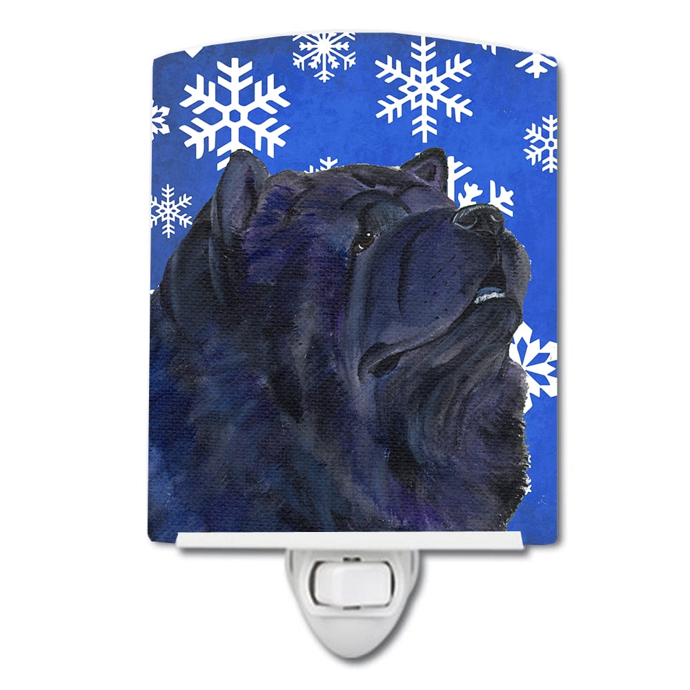 Chow Chow Winter Snowflakes Holiday Ceramic Night Light
