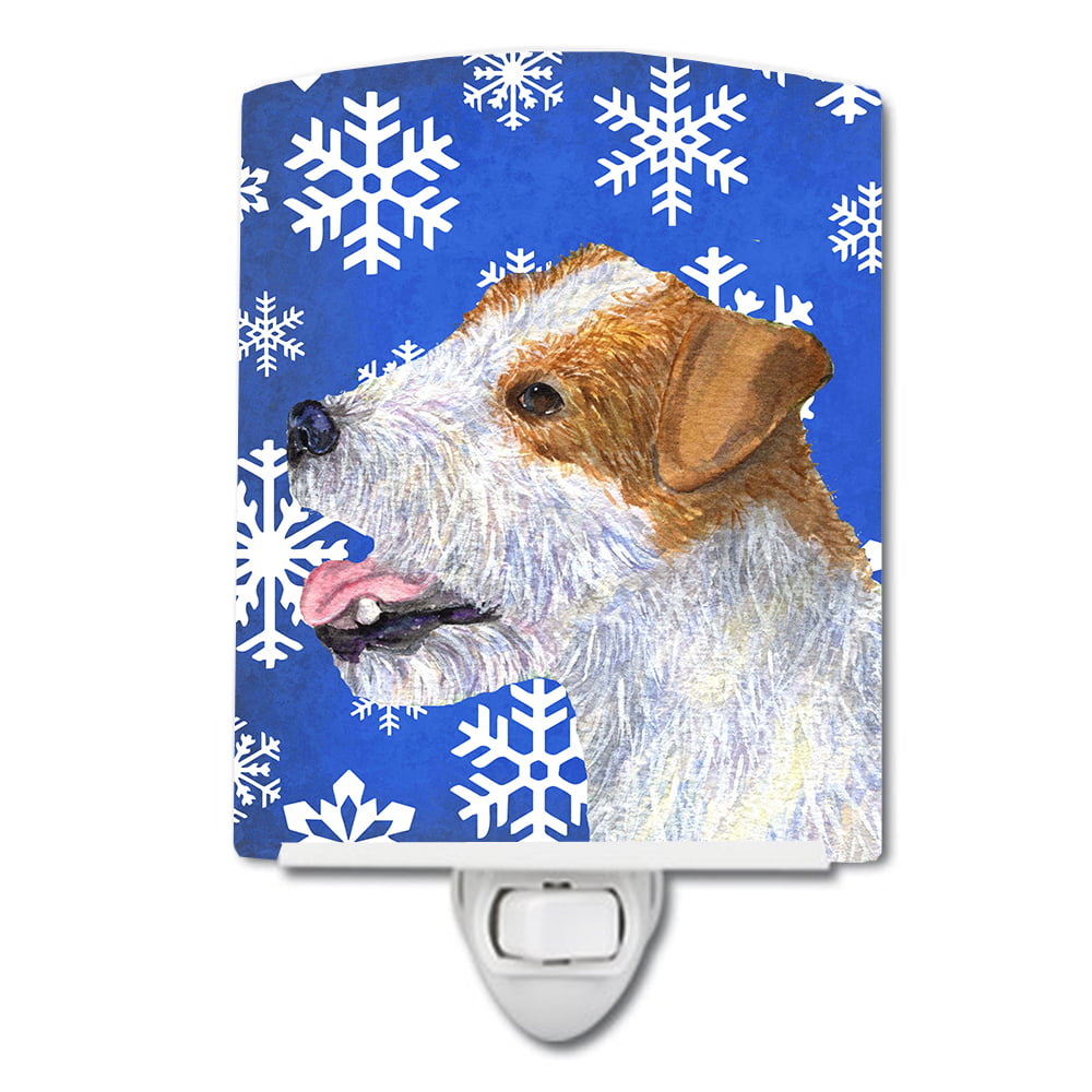 Jack Russell Terrier Winter Snowflakes Holiday Ceramic Night Light