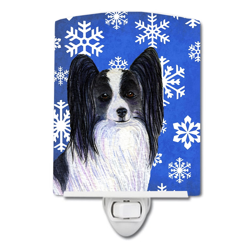 Papillon Winter Snowflakes Holiday Ceramic Night Light