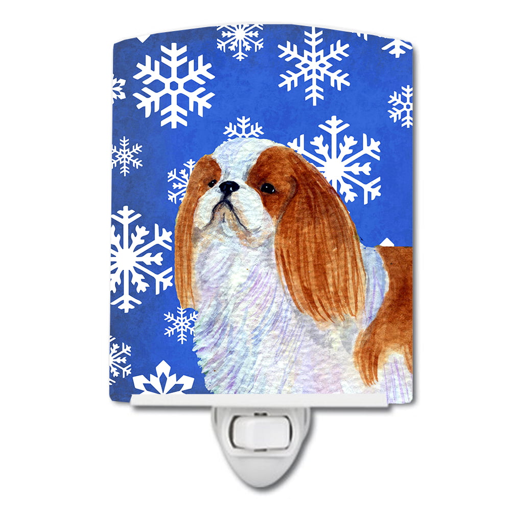 English Toy Spaniel Winter Snowflakes Holiday Ceramic Night Light
