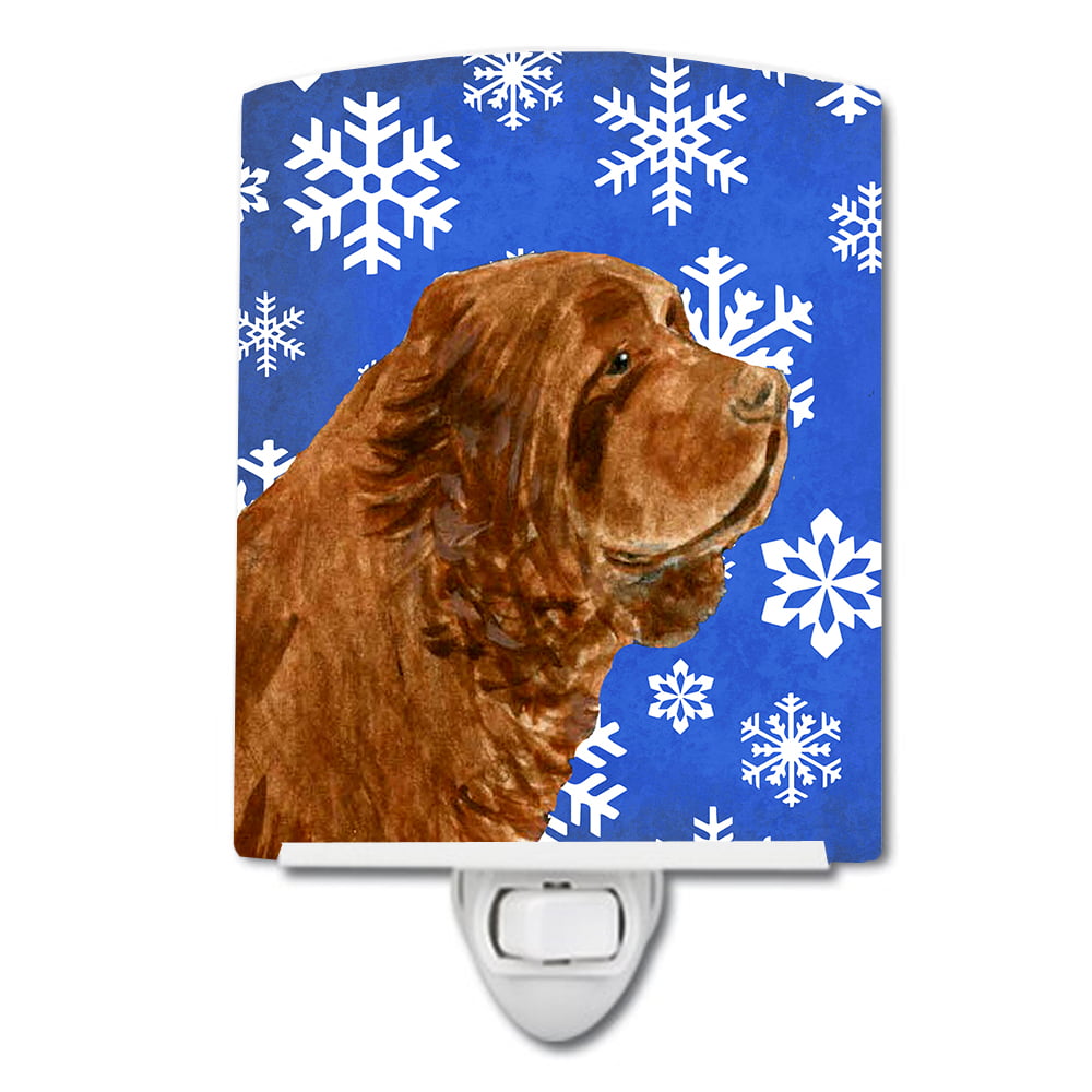 Sussex Spaniel Winter Snowflakes Holiday Ceramic Night Light