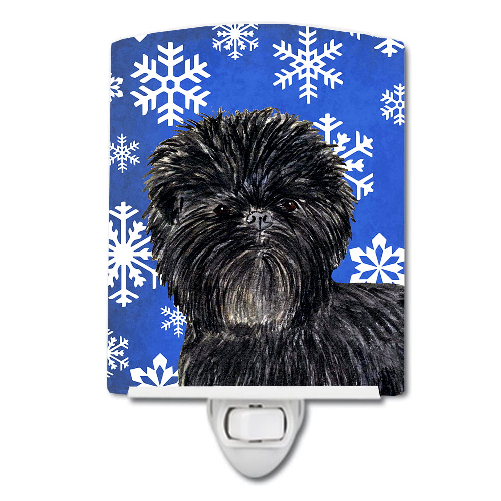 Affenpinscher Winter Snowflakes Holiday Ceramic Night Light