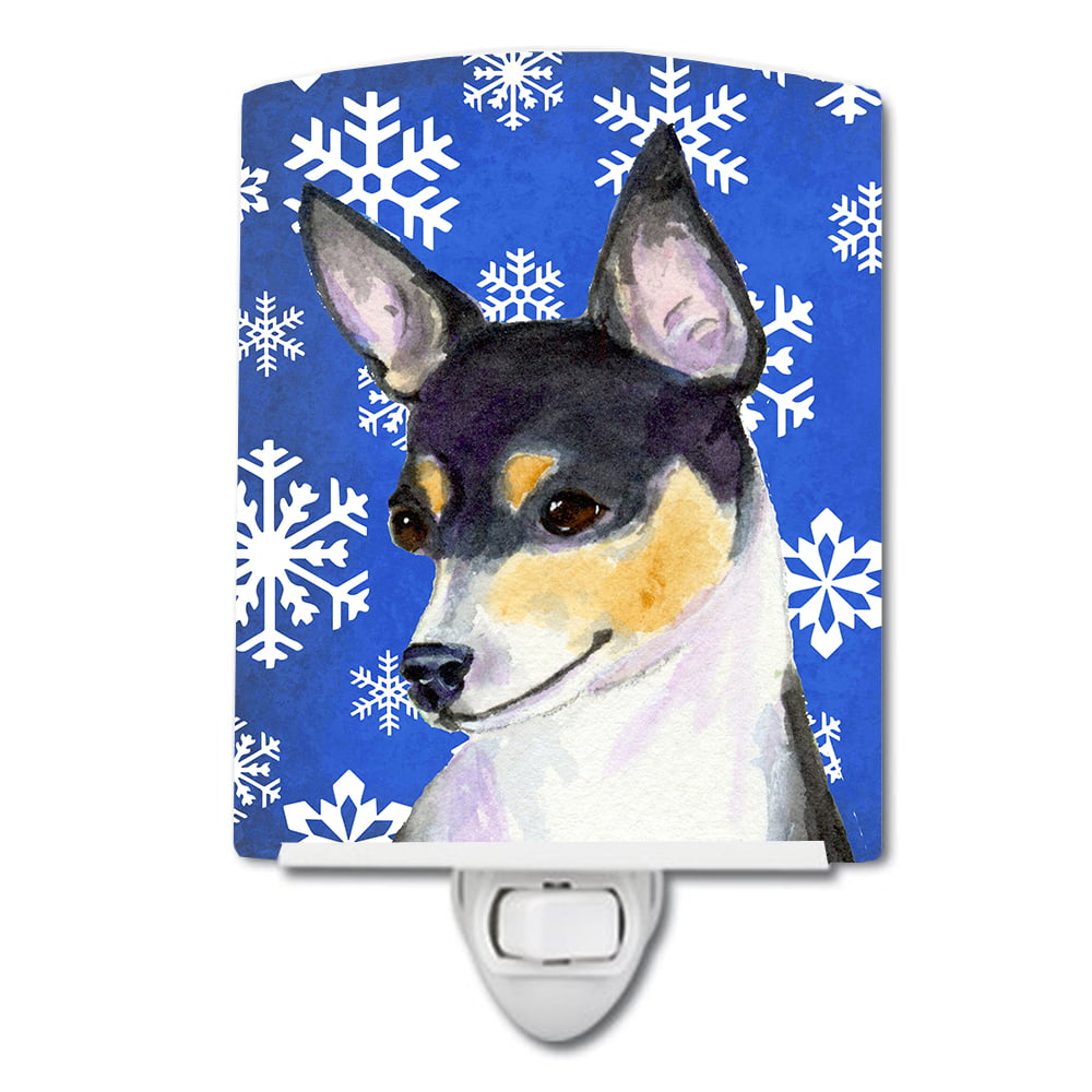 Chihuahua Winter Snowflakes Holiday Ceramic Night Light