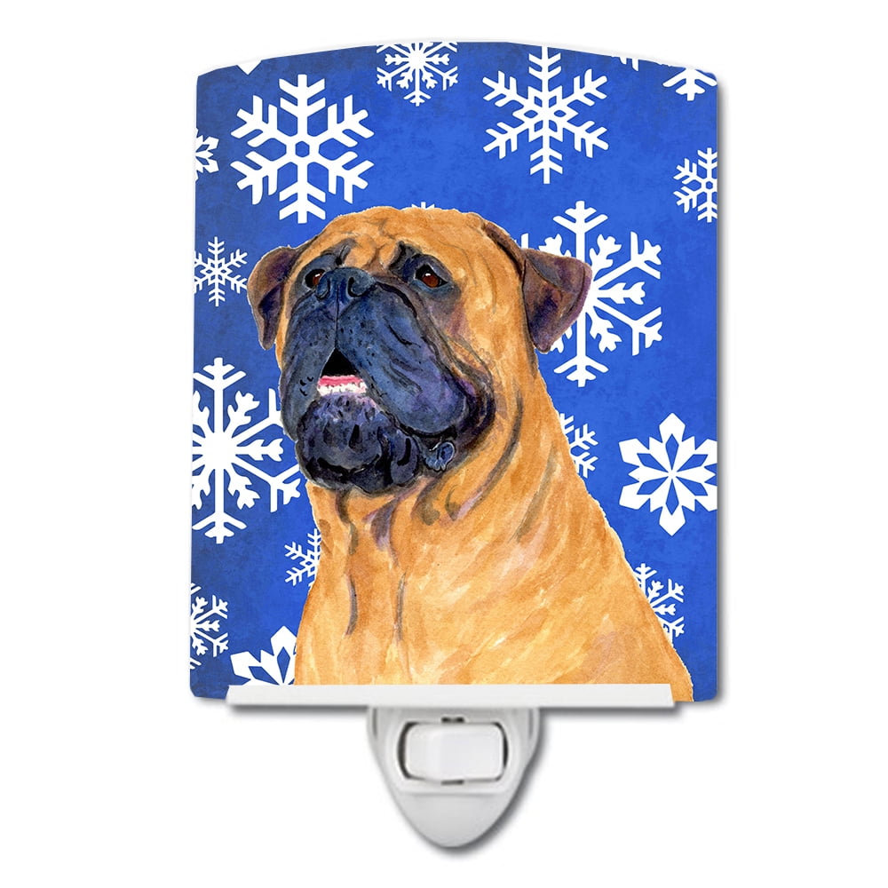 Mastiff Winter Snowflakes Holiday Ceramic Night Light