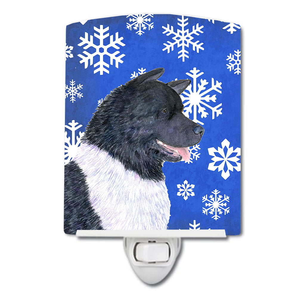 Akita Winter Snowflakes Holiday Ceramic Night Light