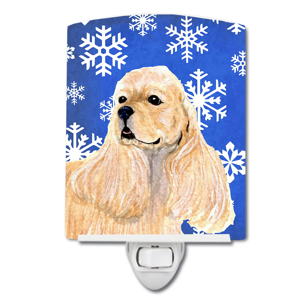 Cocker Spaniel Winter Snowflakes Holiday Ceramic Night Light