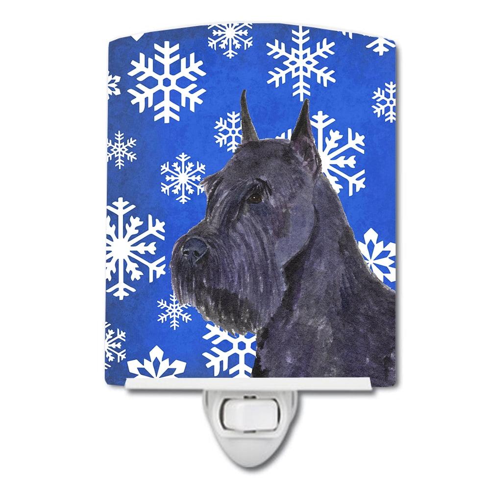 Schnauzer Winter Snowflakes Holiday Ceramic Night Light