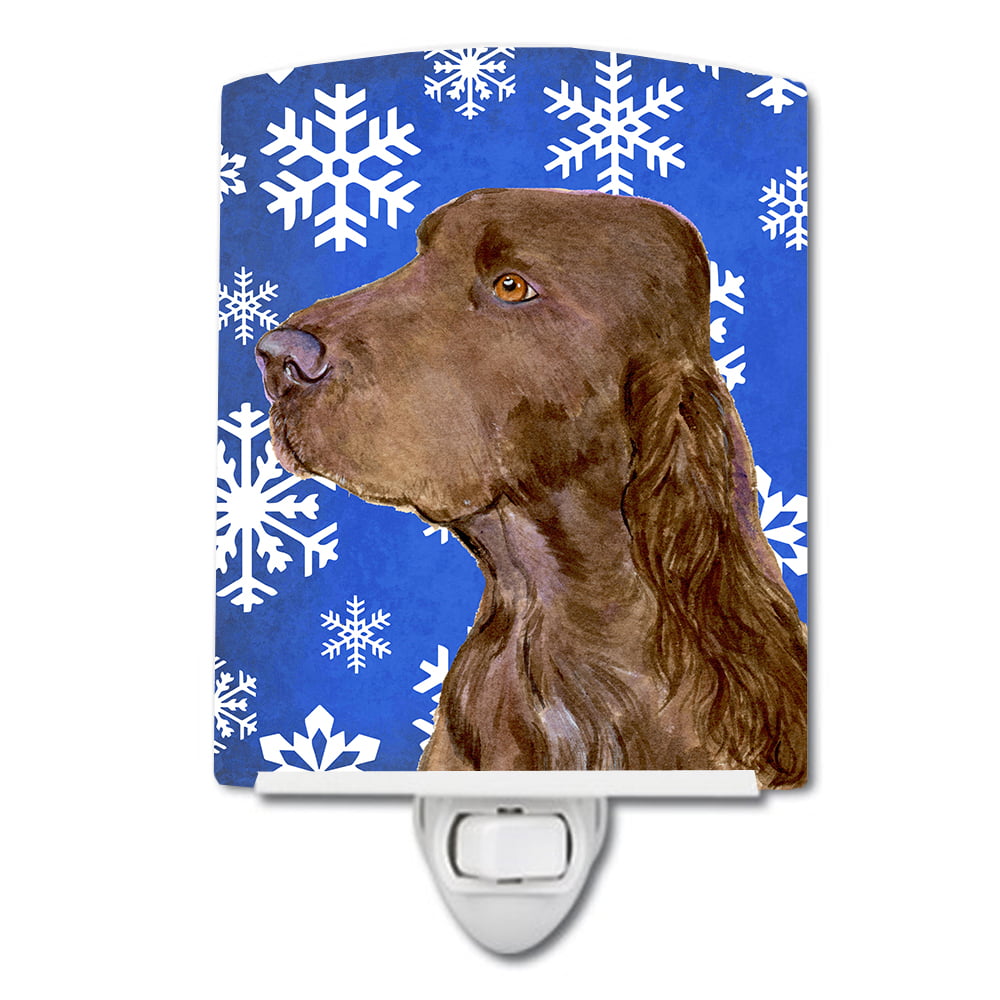 Field Spaniel Winter Snowflakes Holiday Ceramic Night Light