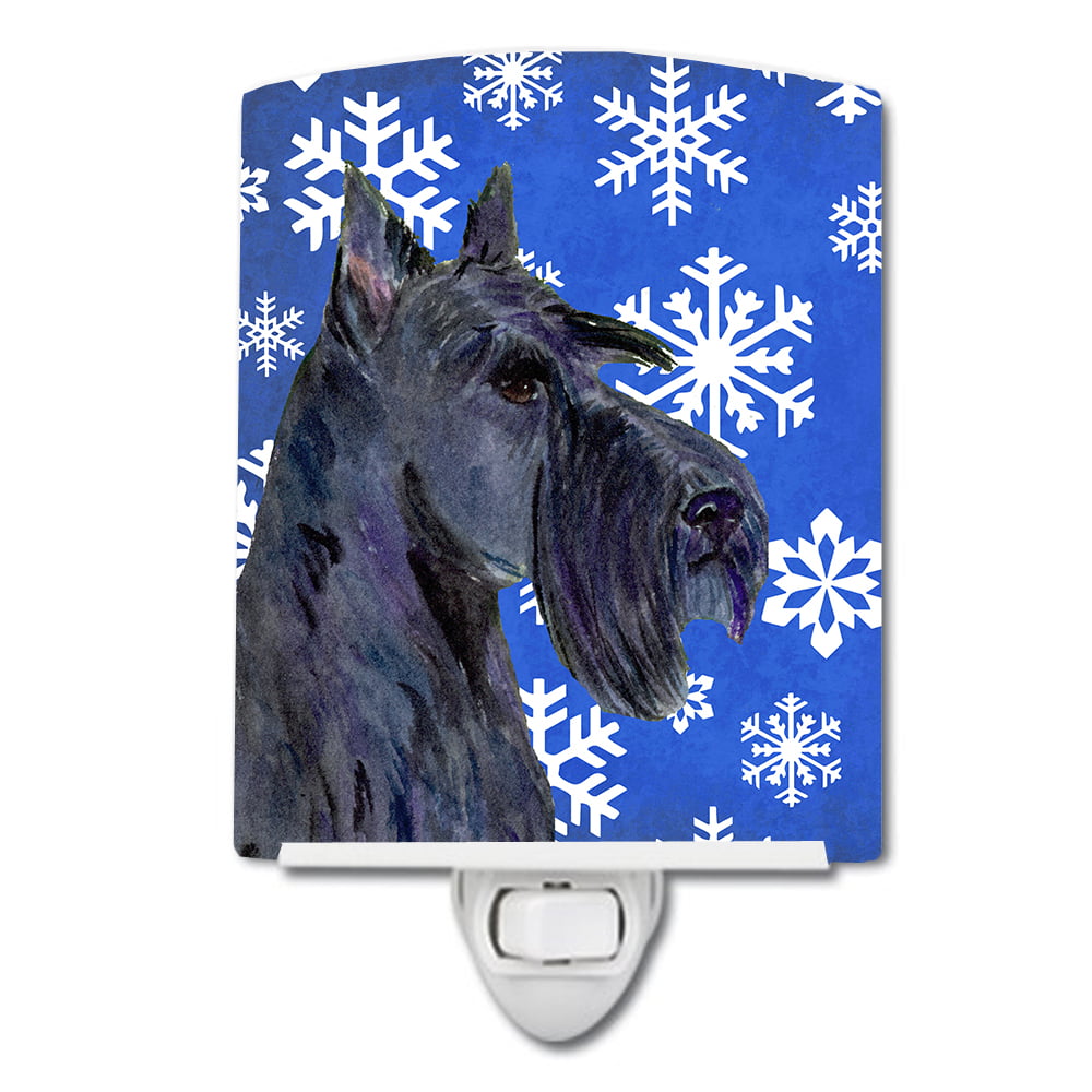 Scottish Terrier Winter Snowflakes Holiday Ceramic Night Light