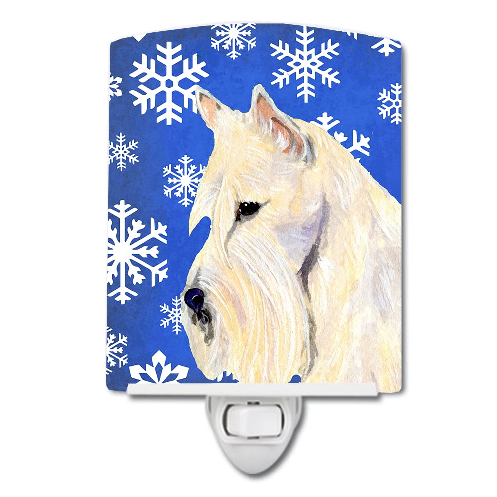 Scottish Terrier Winter Snowflakes Holiday Ceramic Night Light