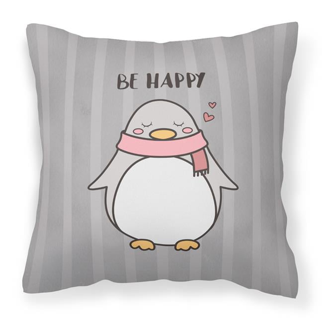 Nursery Be Happy Penquin Fabric Decorative Pillow