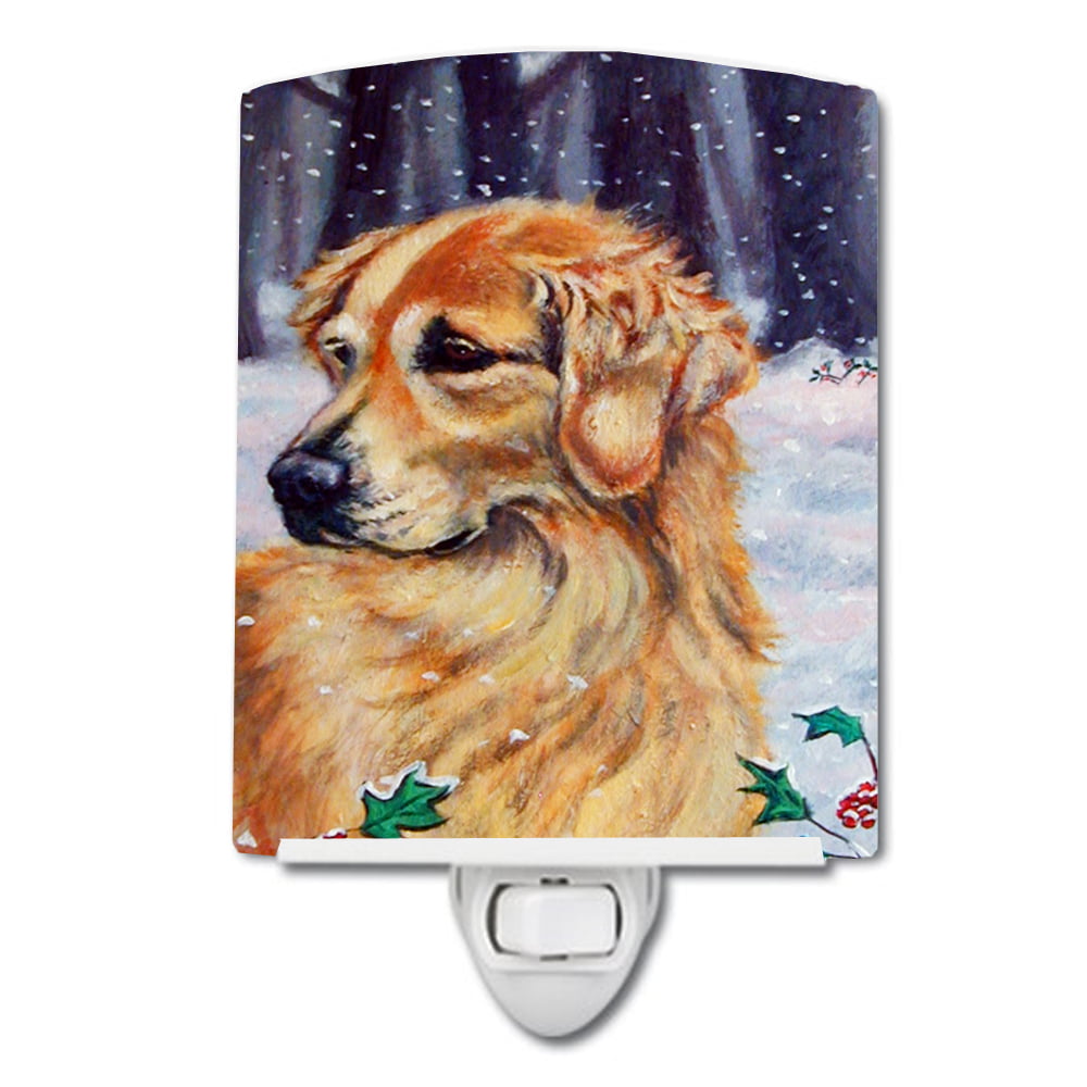 7381CNL Golden Retriver Holly Ceramic Night Light
