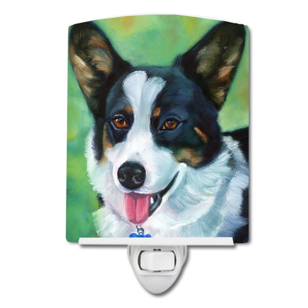 7438CNL Corgi with Blue Tag Ceramic Night Light