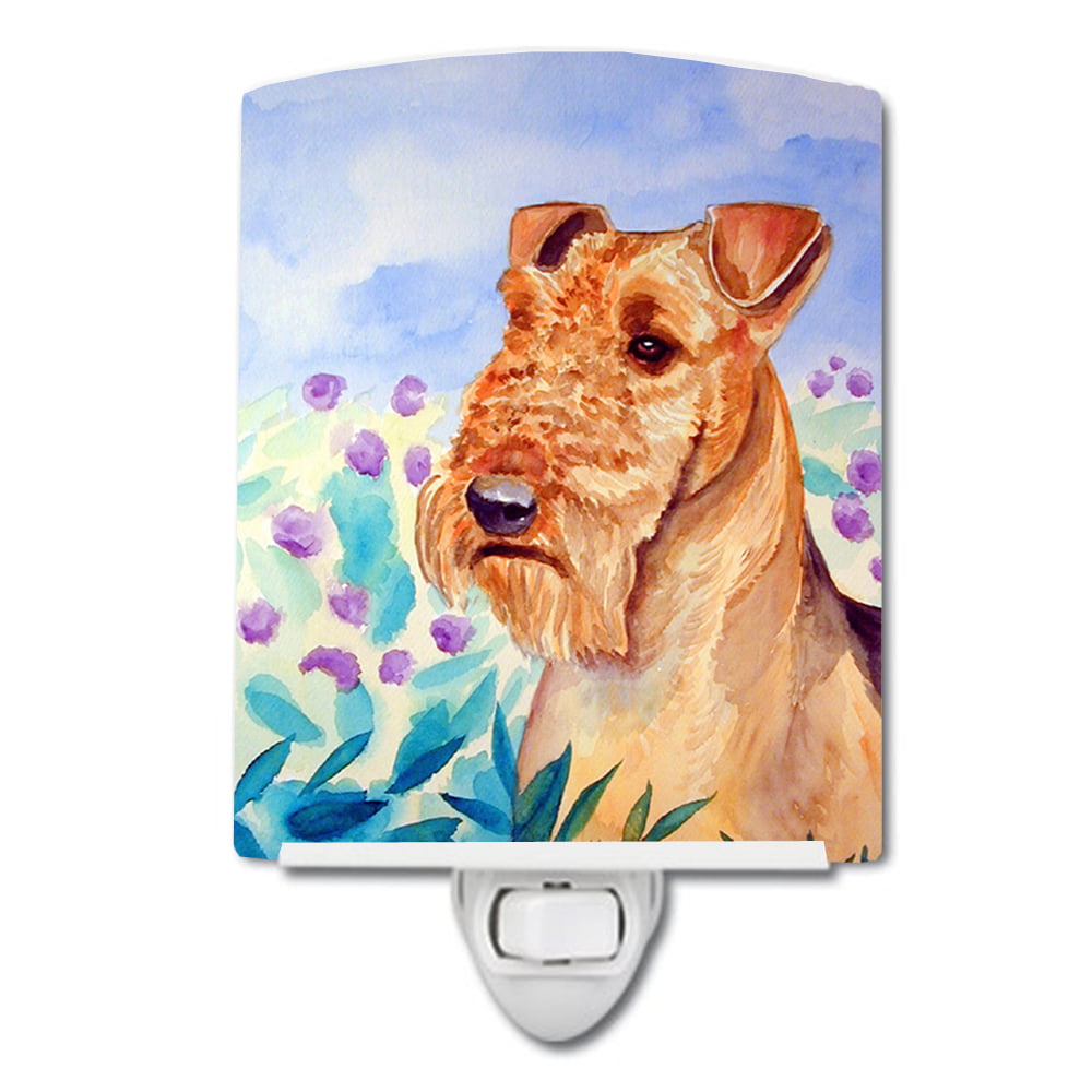 Picture of Carolines Treasures 7007CNL Airedale Terrier in Flowers Ceramic Night Light