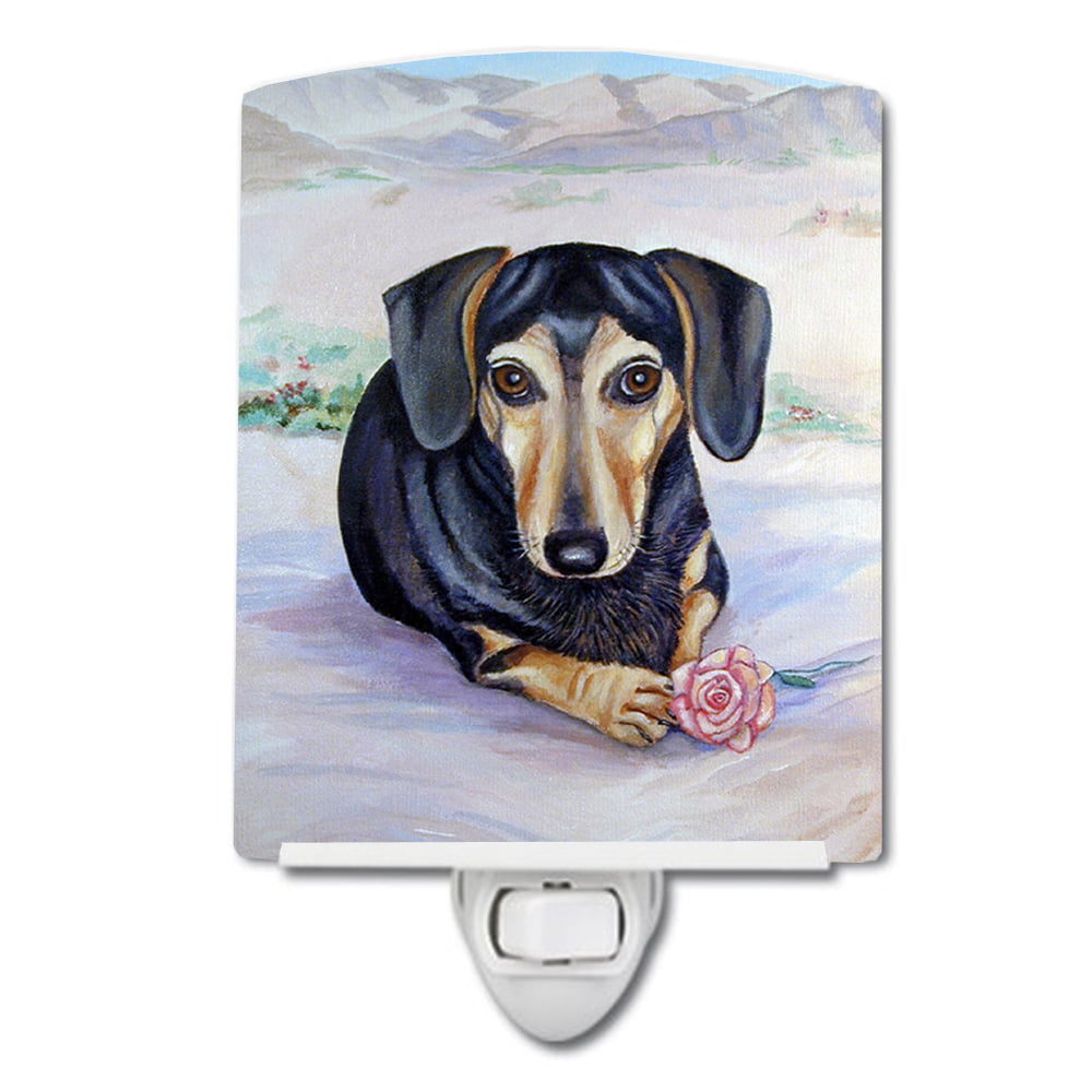 Black & Cream Dachshund Ceramic Night Light