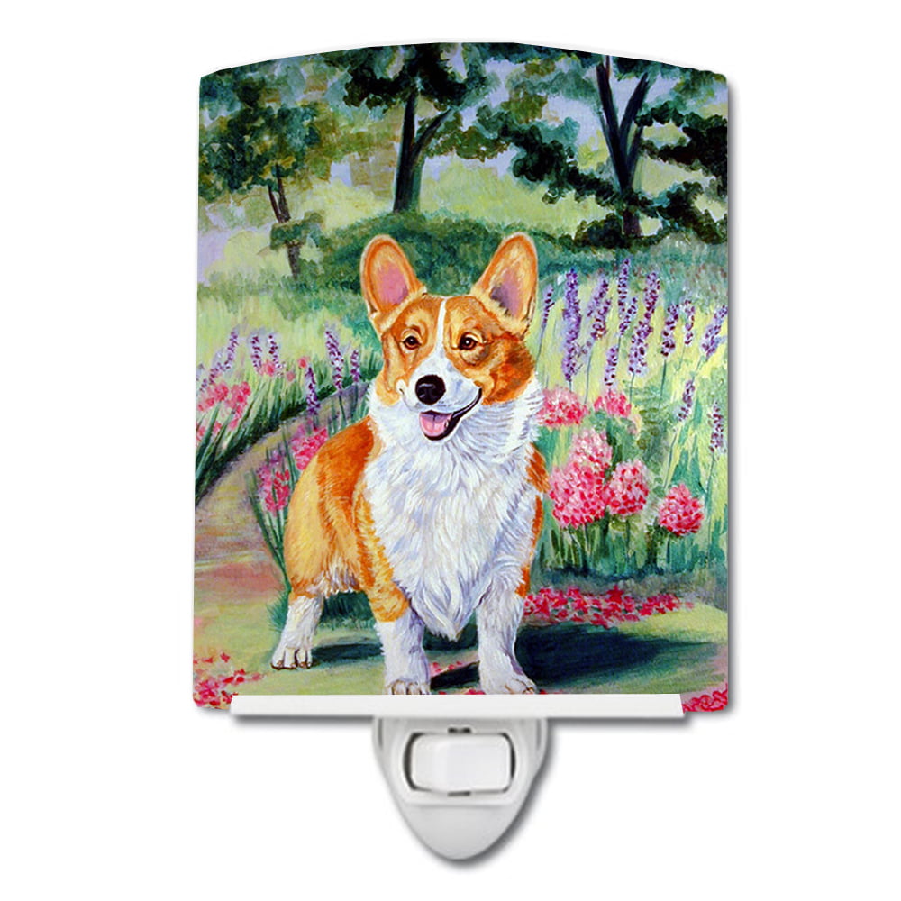7077CNL Pembroke Corgi Springtime Ceramic Night Light