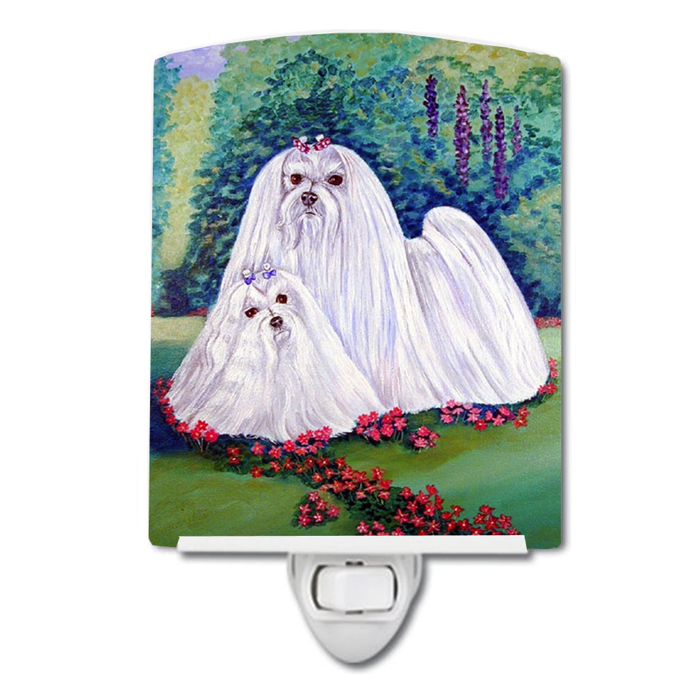 Maltese Momma & Puppy Ceramic Night Light