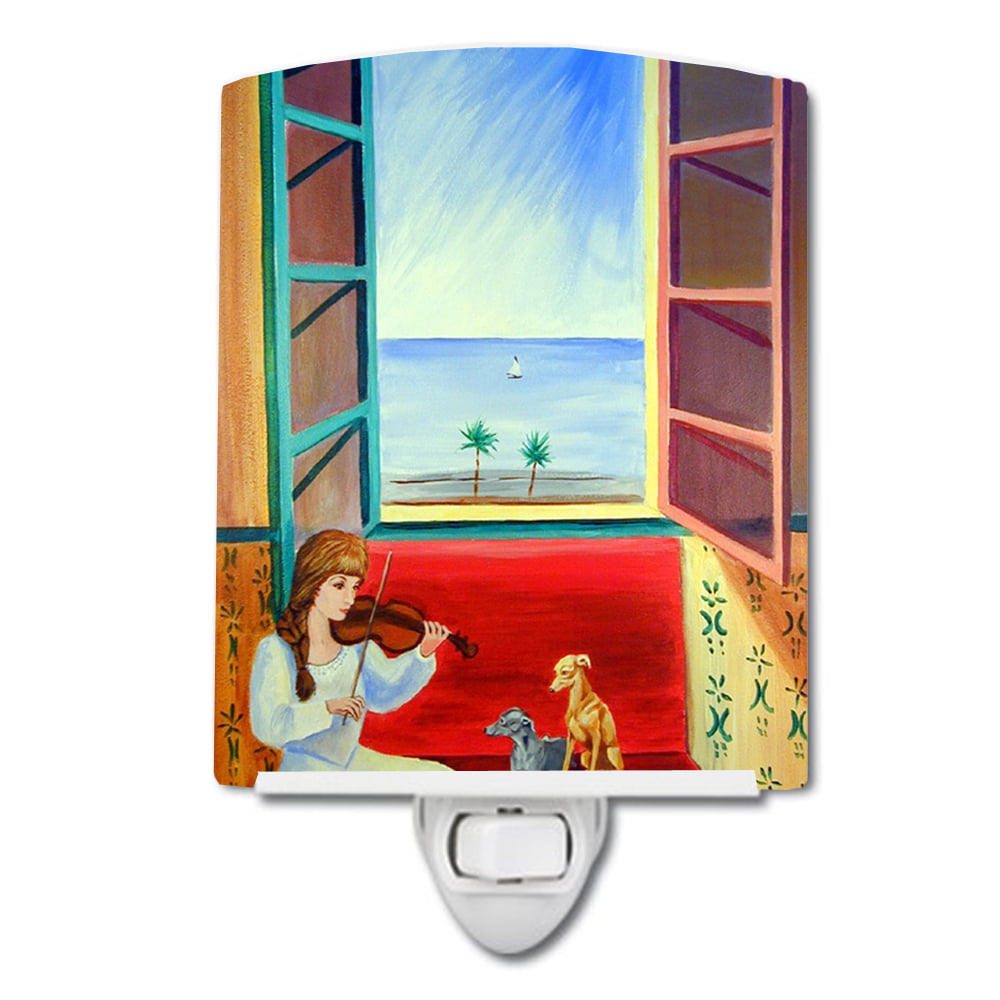 Italian Greyhounds & Violinist Ceramic Night Light