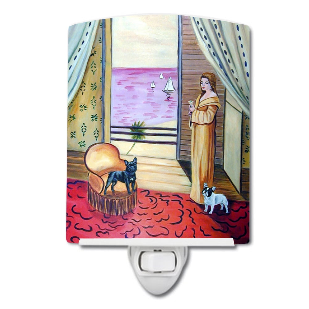 French Bulldog & lady Ceramic Night Light