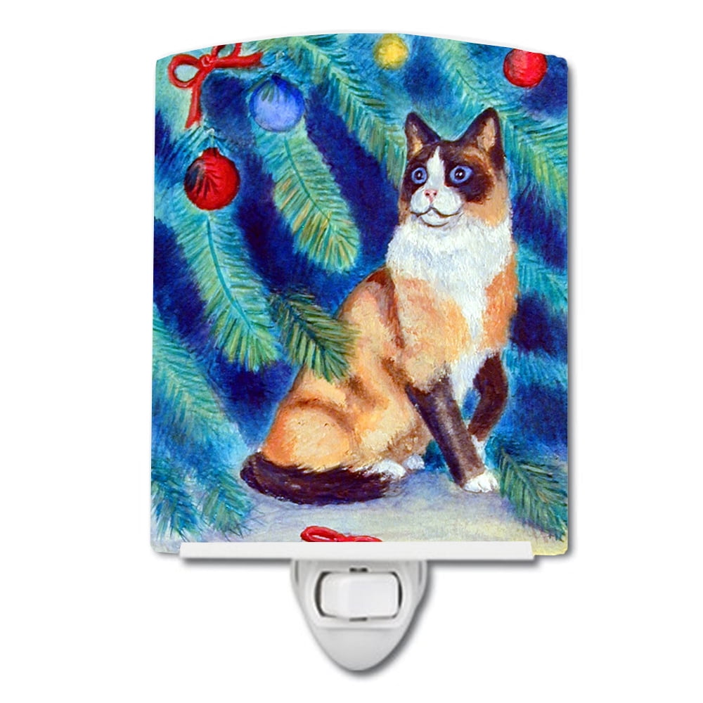 7155CNL Christmas Tree Cat Ceramic Night Light