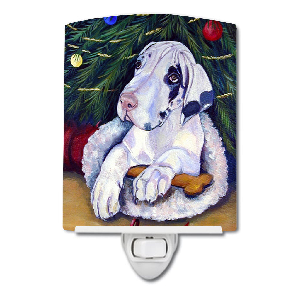 Christmas Tree with Harlequin Great Dane Ceramic Night Light