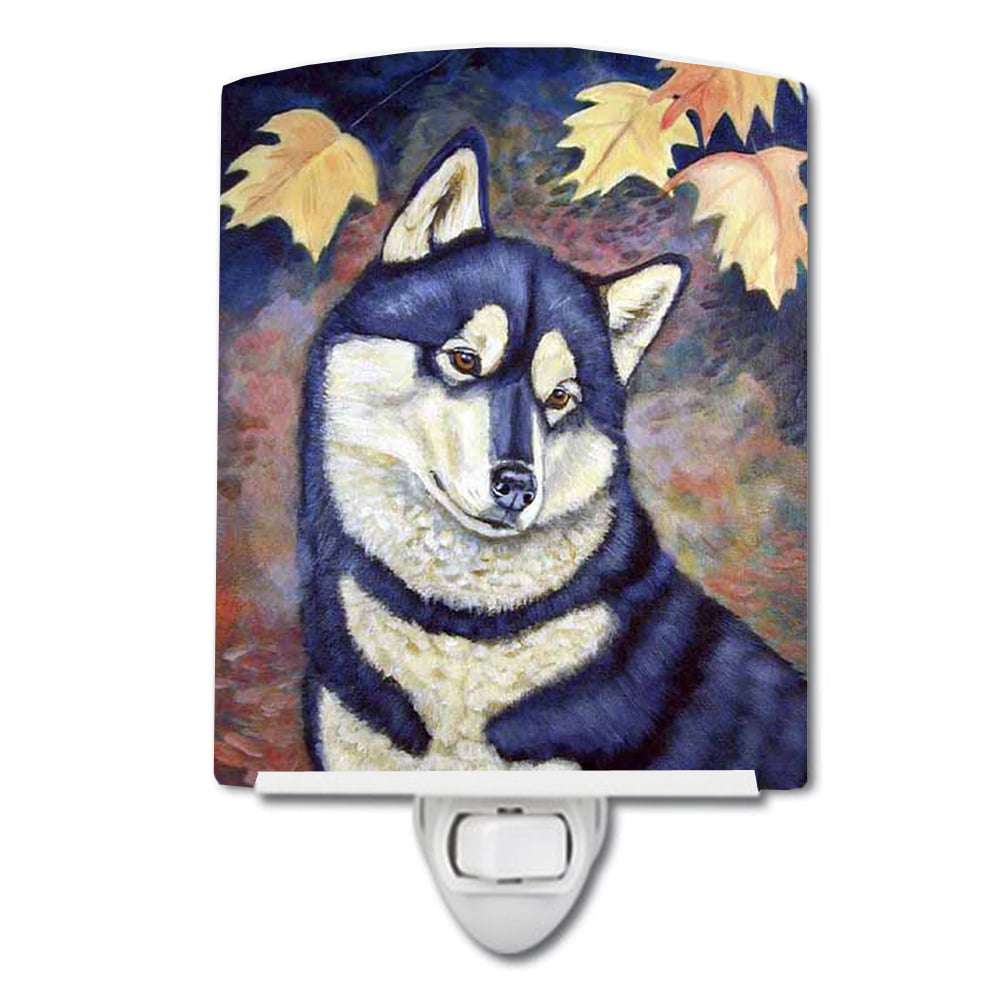 Fall Leaves Siberian Husky Ceramic Night Light