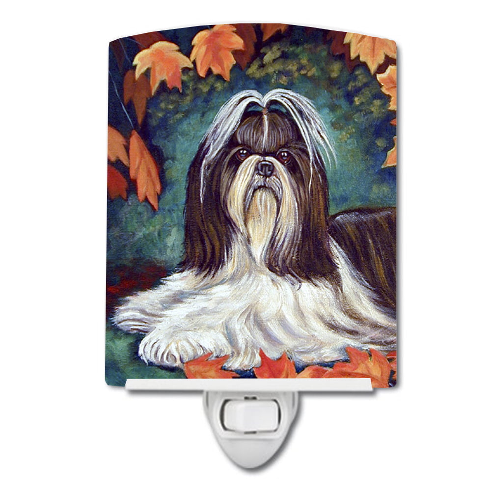 Autumn Leaves Shih Tzu Ceramic Night Light