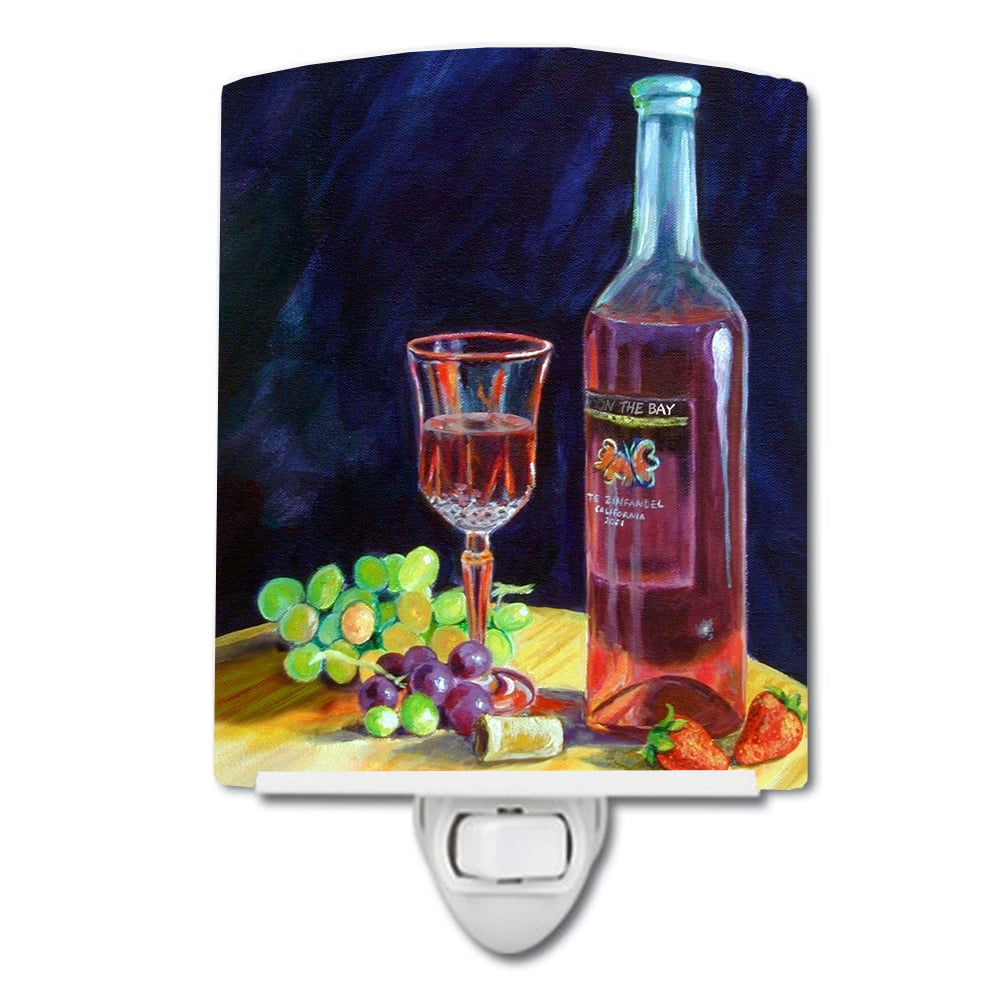 Red Wine Bottle & Glass Ceramic Night Light