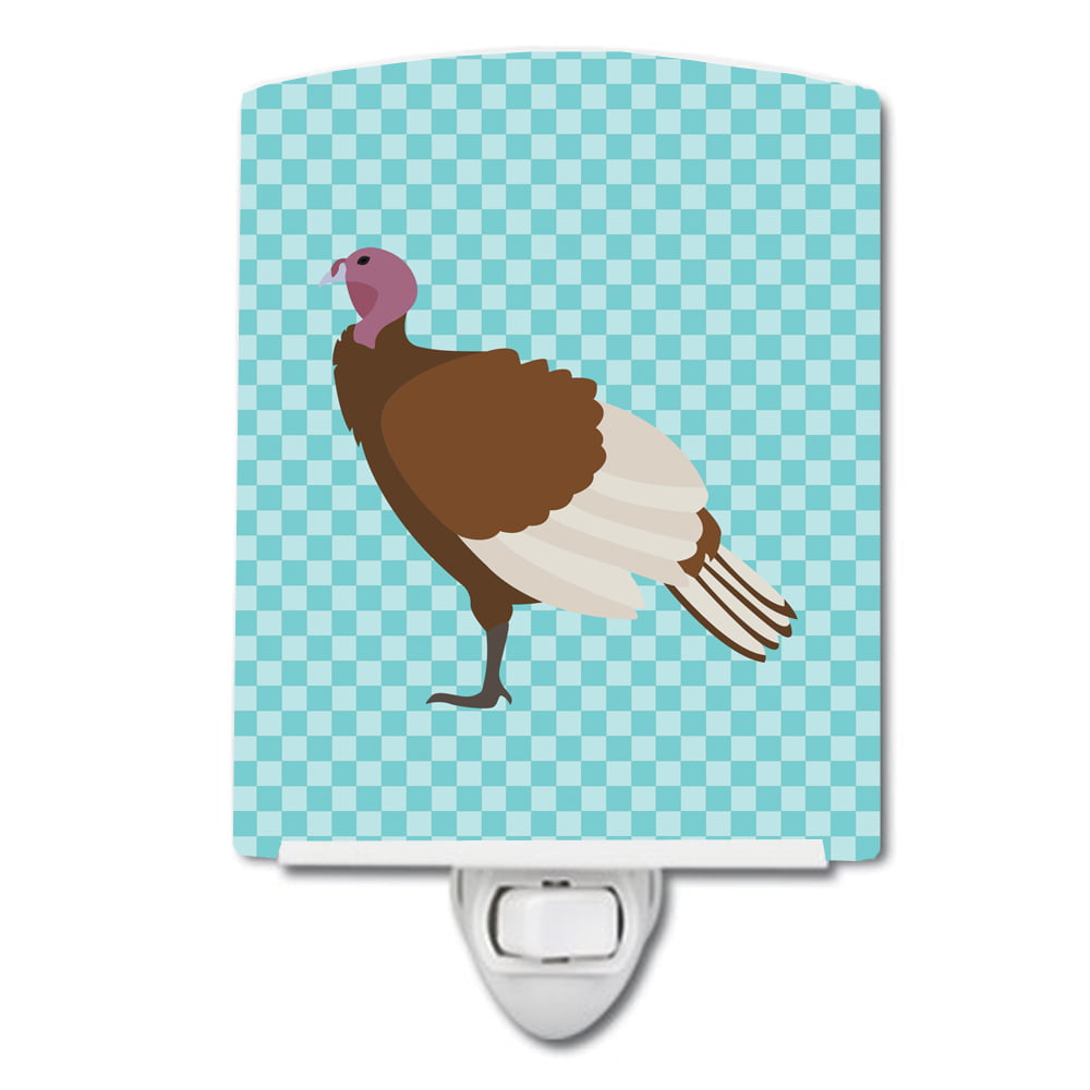 Bourbon Red Turkey Hen Blue Check Ceramic Night Light