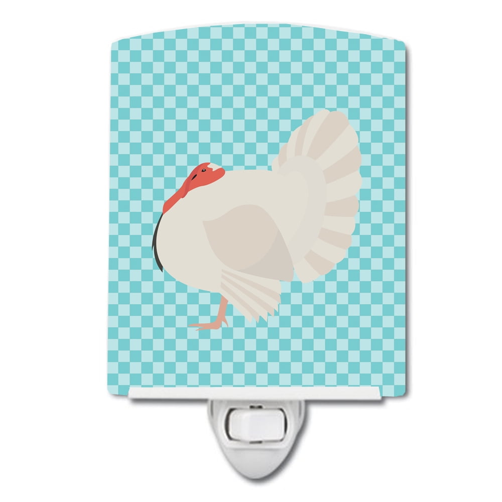 White Holland Turkey Blue Check Ceramic Night Light