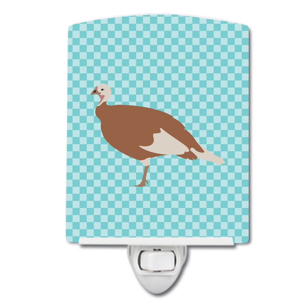 Jersey Buff Turkey Hen Blue Check Ceramic Night Light