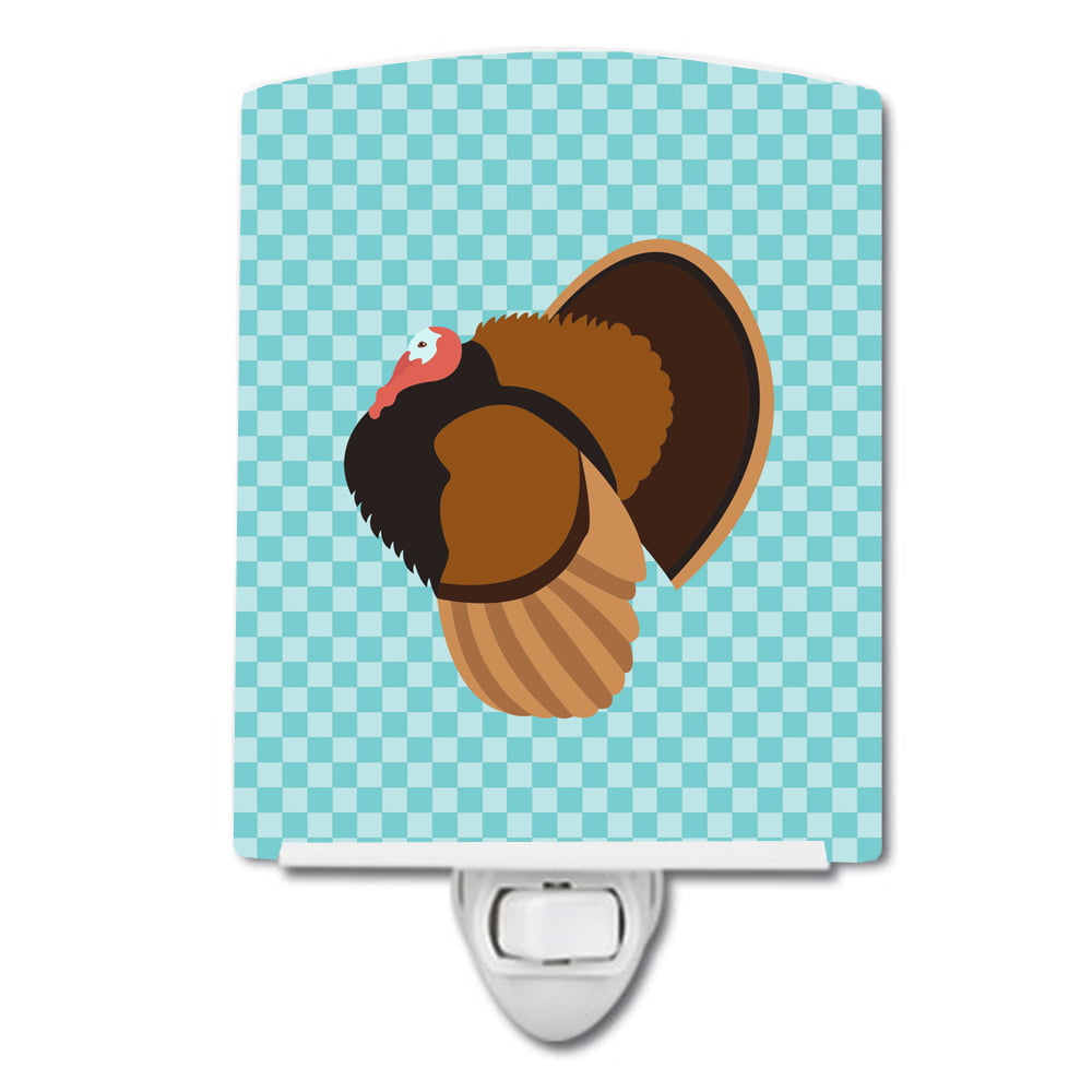 Bronze Turkey Blue Check Ceramic Night Light