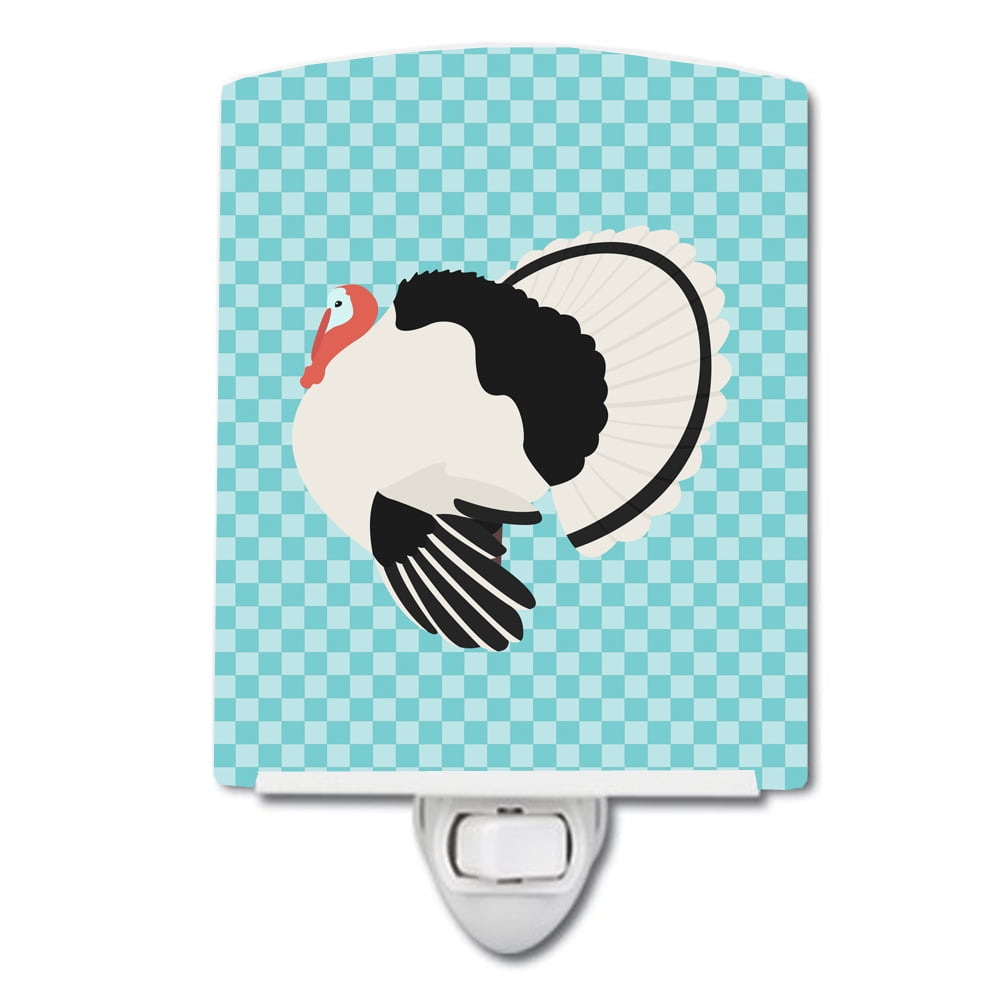 Royal Palm Turkey Blue Check Ceramic Night Light
