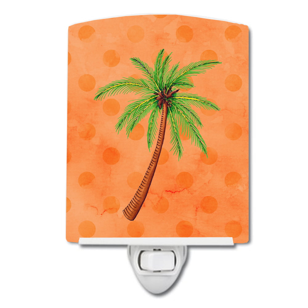 BB8168CNL Palm Tree Orange Polkadot Ceramic Night Light