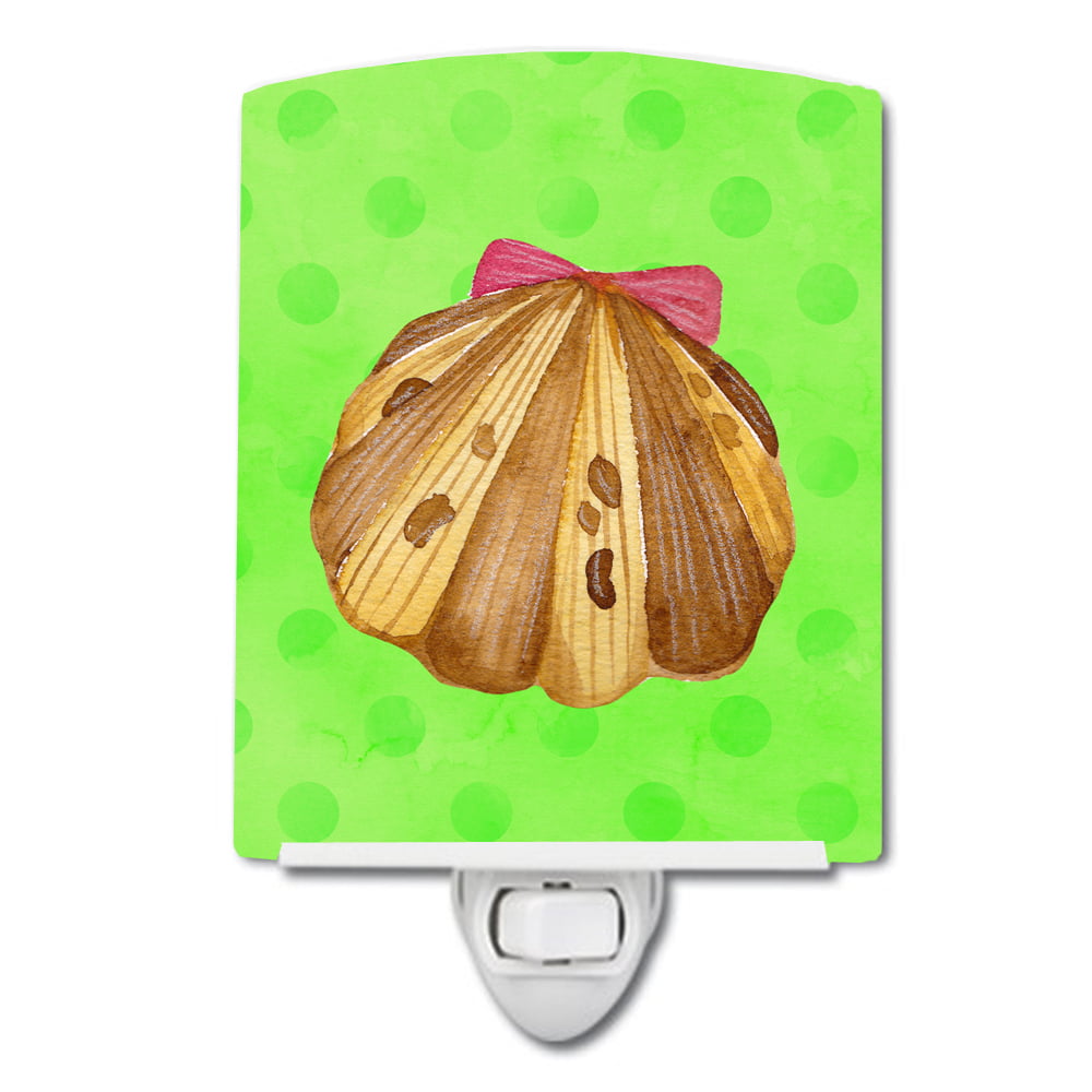 Sea Shell Green Polkadot Ceramic Night Light