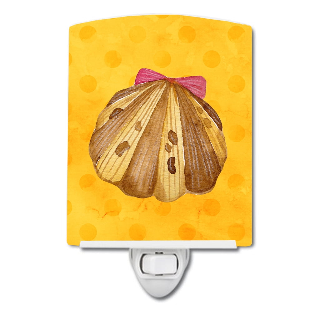 Sea Shell Yellow Polkadot Ceramic Night Light