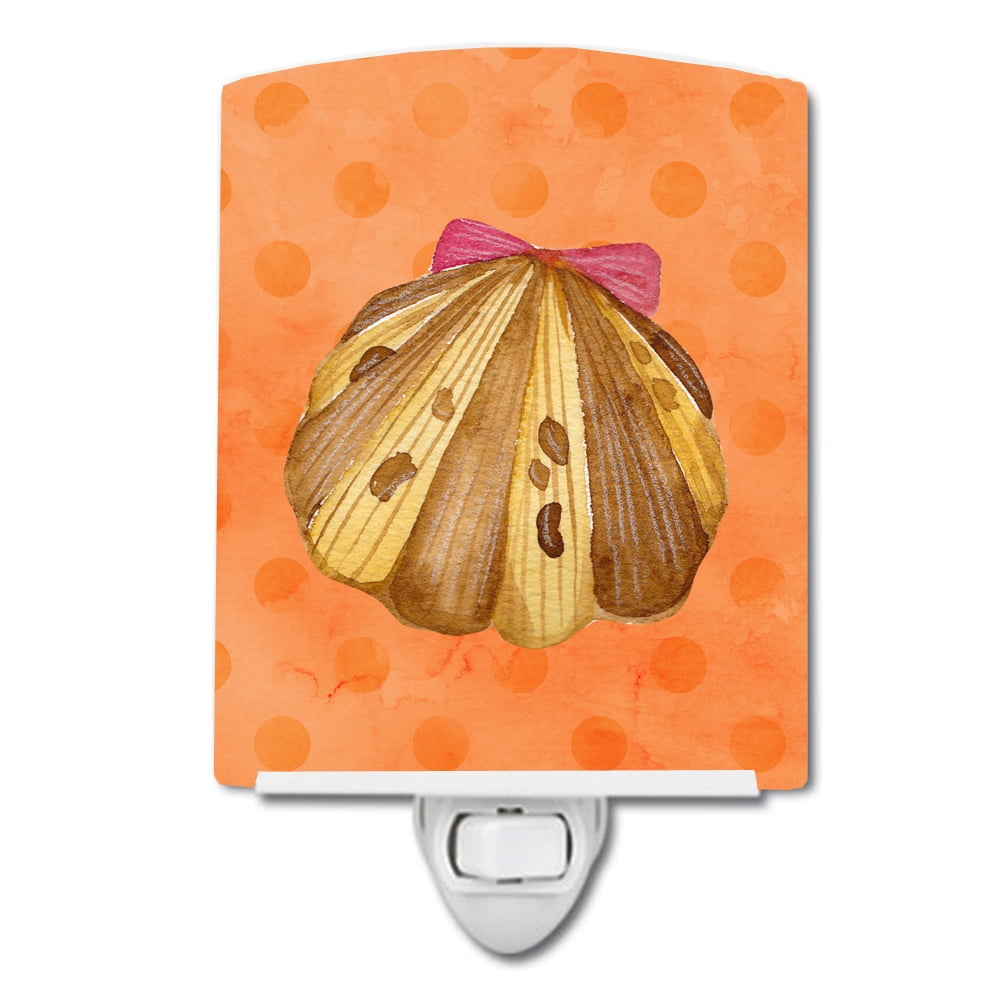 Sea Shell Orange Polkadot Ceramic Night Light