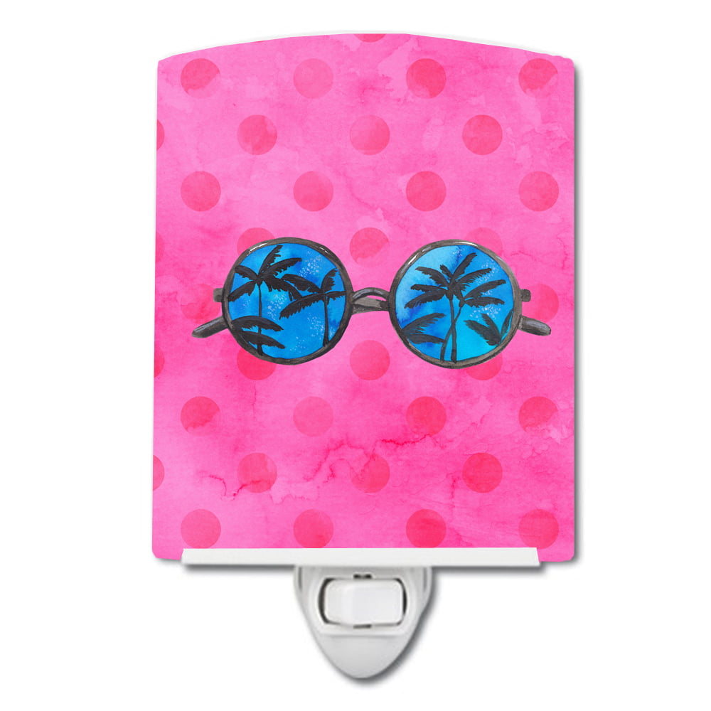 Sunglasses Pink Polkadot Ceramic Night Light
