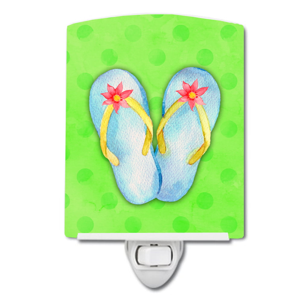 Flip Flops Green Polkadot Ceramic Night Light