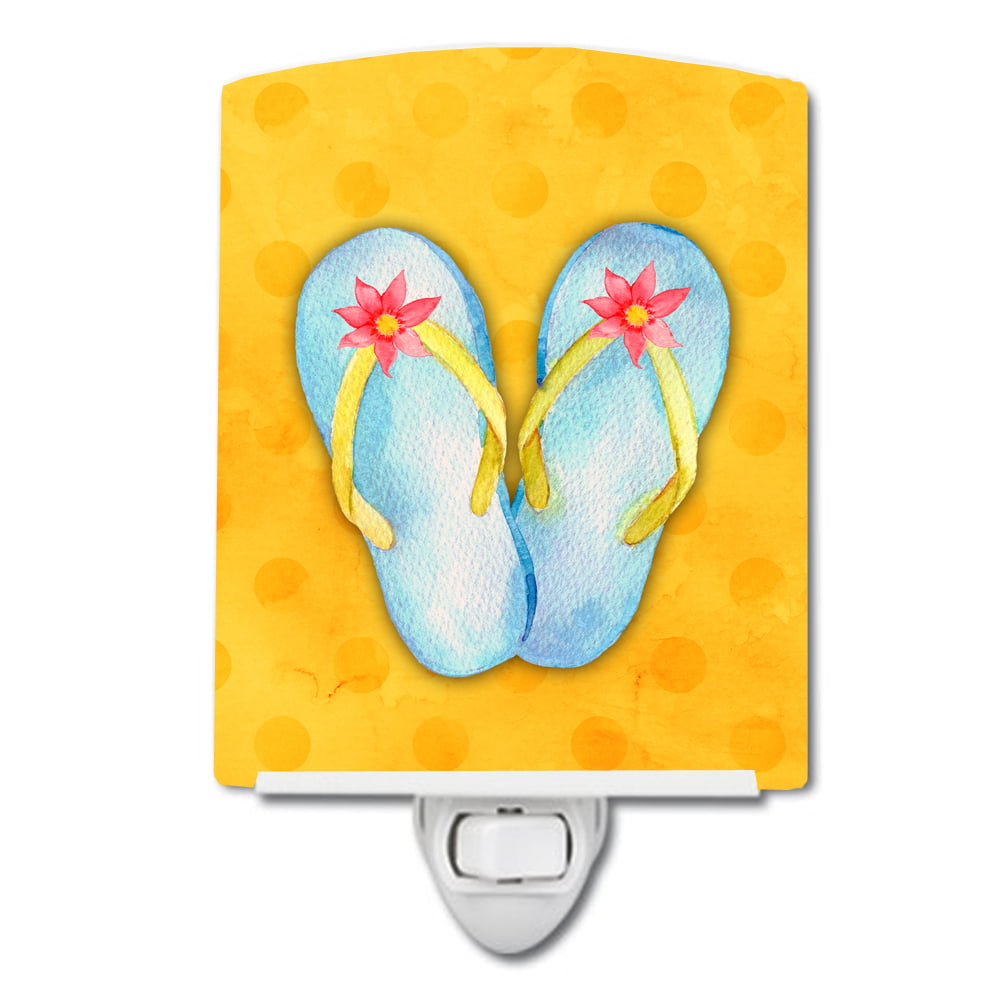 Flip Flops Yellow Polkadot Ceramic Night Light