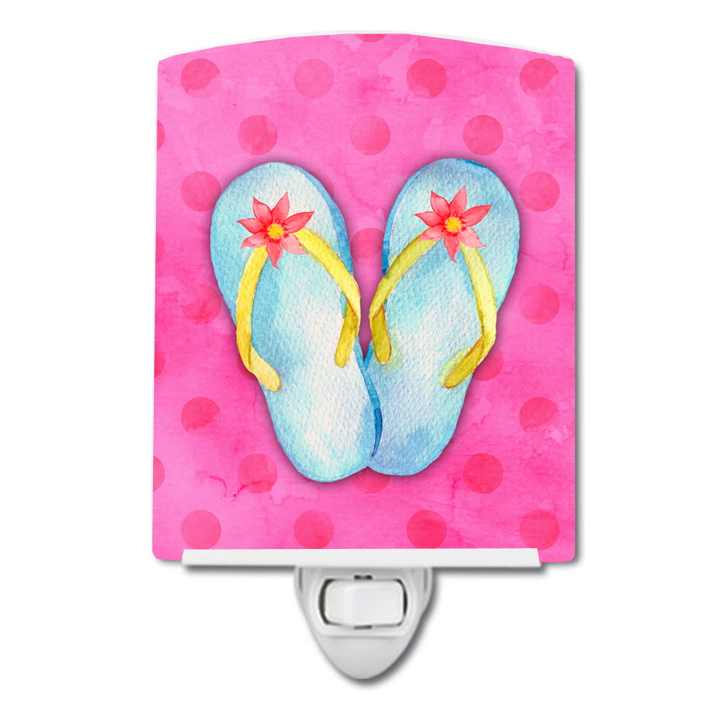 Flip Flops Pink Polkadot Ceramic Night Light