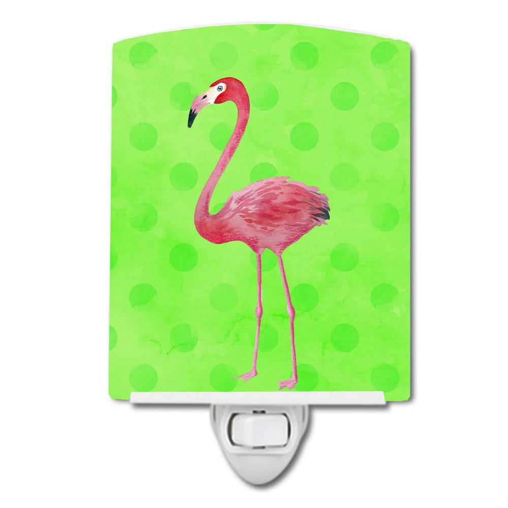 Flamingo Green Polkadot Ceramic Night Light