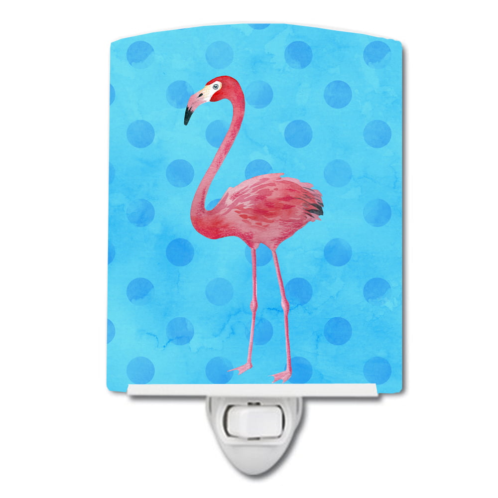 Flamingo Blue Polkadot Ceramic Night Light