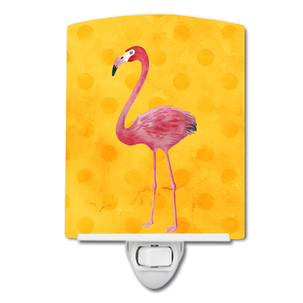 Flamingo Yellow Polkadot Ceramic Night Light