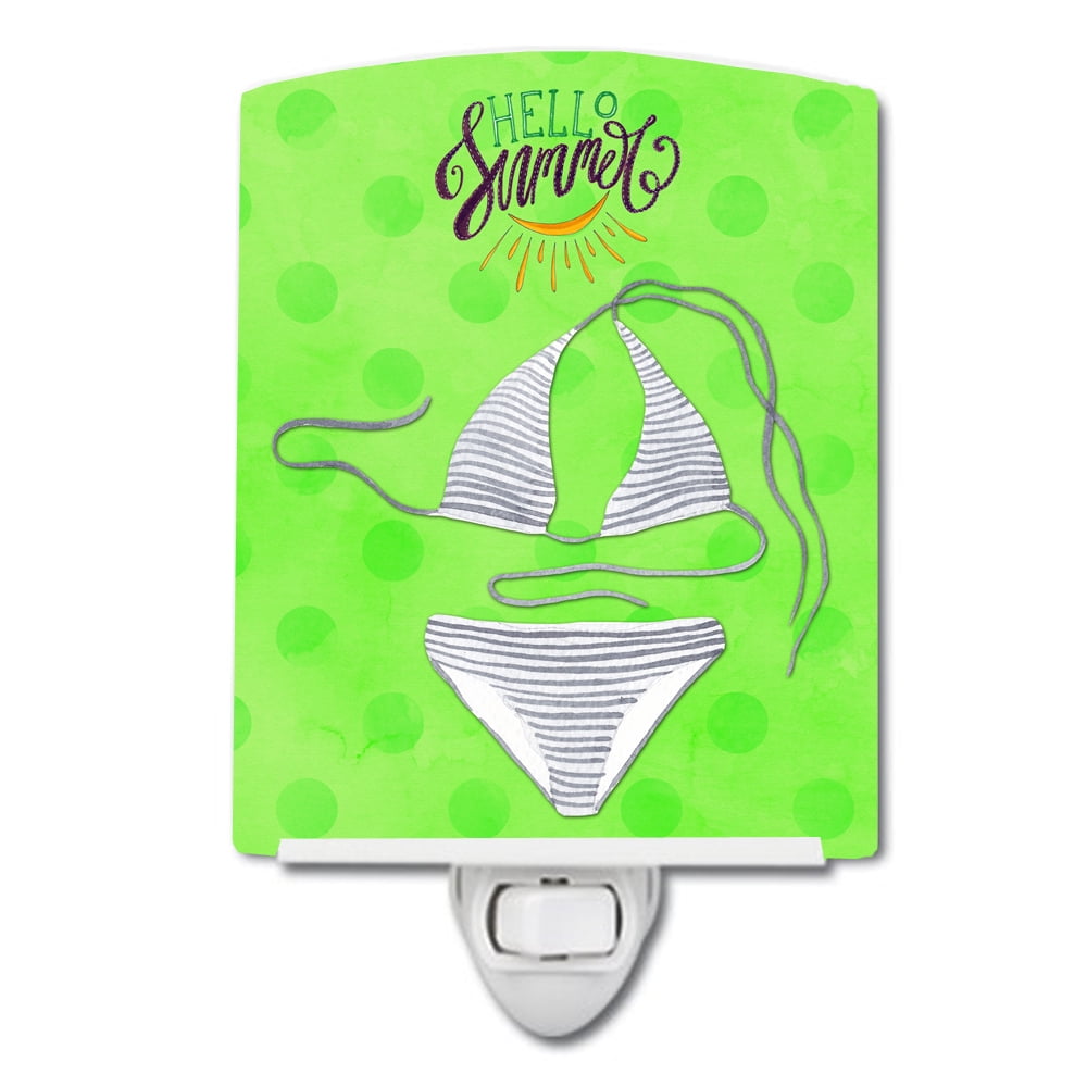 BB8195CNL Bikini Swimsuit Green Polkadot Ceramic Night Light